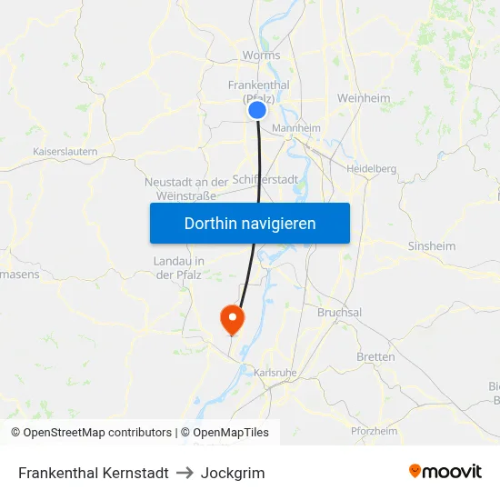 Frankenthal Kernstadt to Jockgrim map