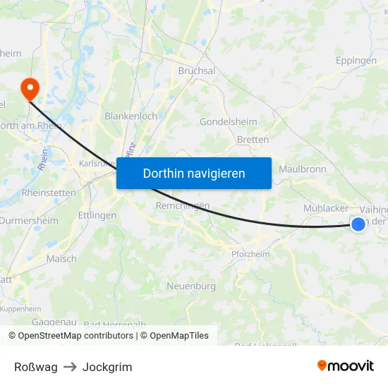 Roßwag to Jockgrim map
