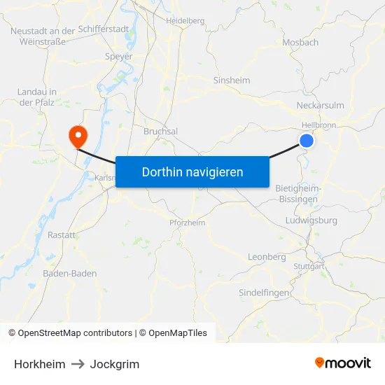 Horkheim to Jockgrim map