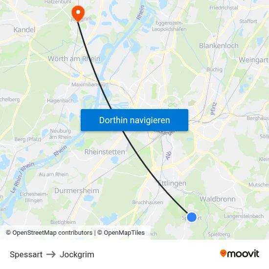 Spessart to Jockgrim map