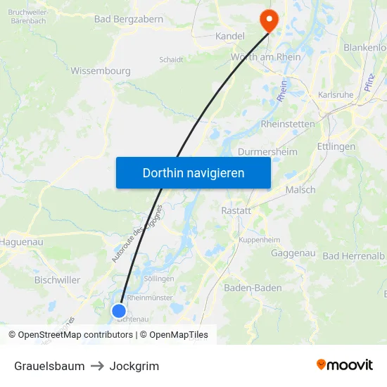 Grauelsbaum to Jockgrim map