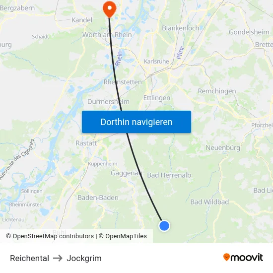 Reichental to Jockgrim map