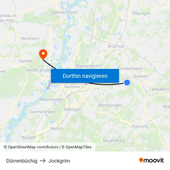Dürrenbüchig to Jockgrim map