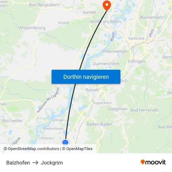 Balzhofen to Jockgrim map