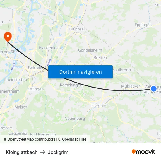 Kleinglattbach to Jockgrim map