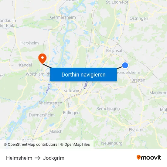 Helmsheim to Jockgrim map
