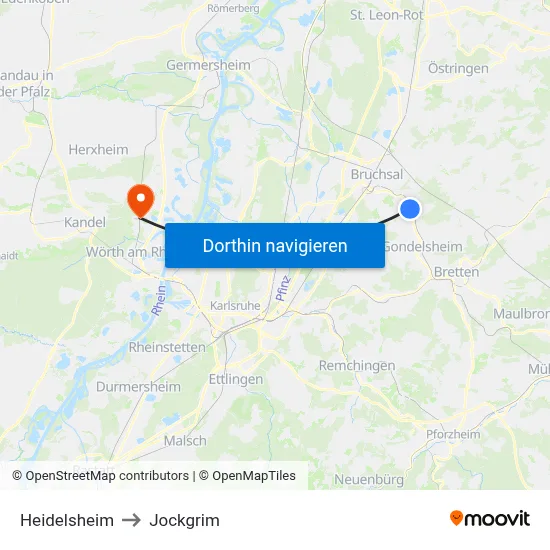Heidelsheim to Jockgrim map
