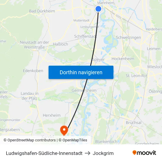 Ludwigshafen-Südliche-Innenstadt to Jockgrim map