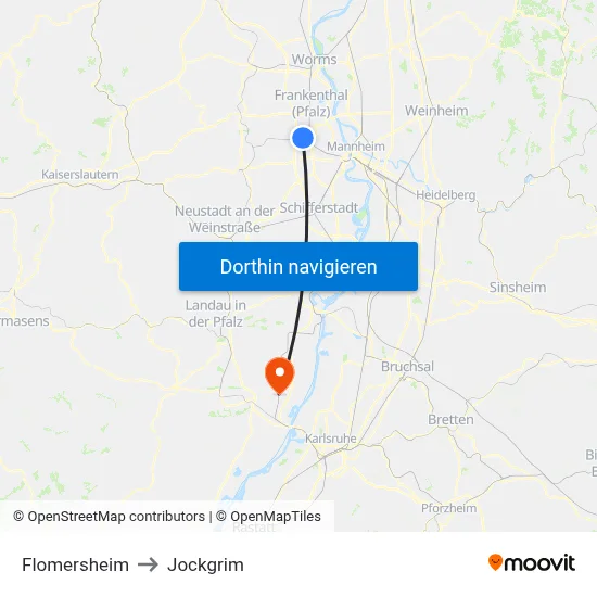 Flomersheim to Jockgrim map