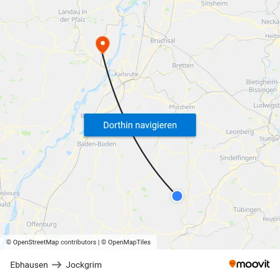 Ebhausen to Jockgrim map