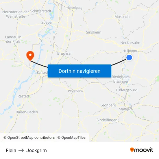 Flein to Jockgrim map