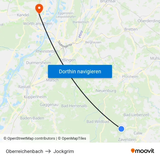 Oberreichenbach to Jockgrim map