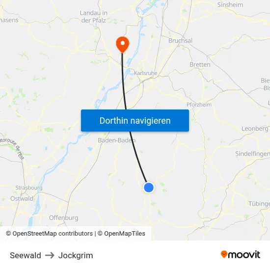 Seewald to Jockgrim map
