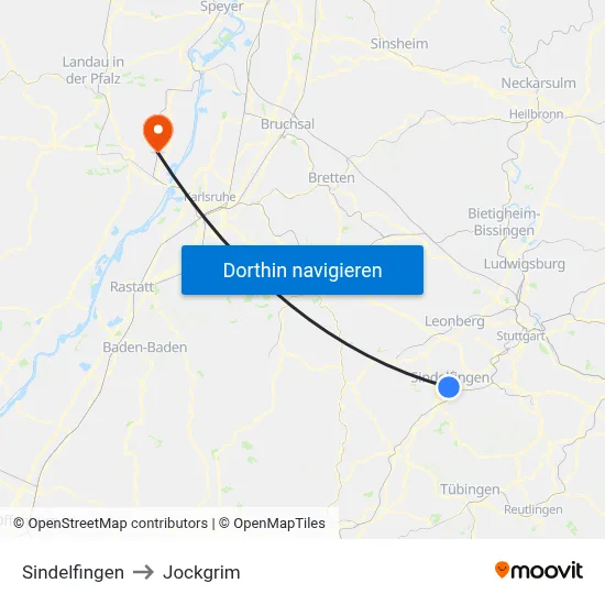 Sindelfingen to Jockgrim map