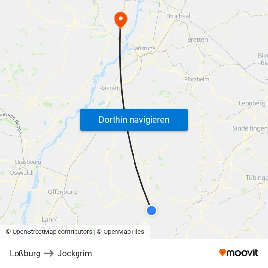 Loßburg to Jockgrim map
