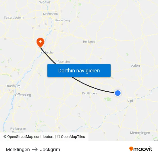 Merklingen to Jockgrim map