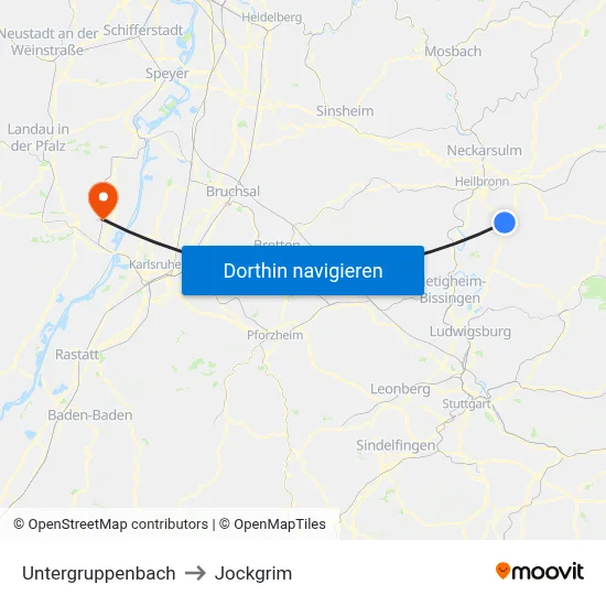 Untergruppenbach to Jockgrim map