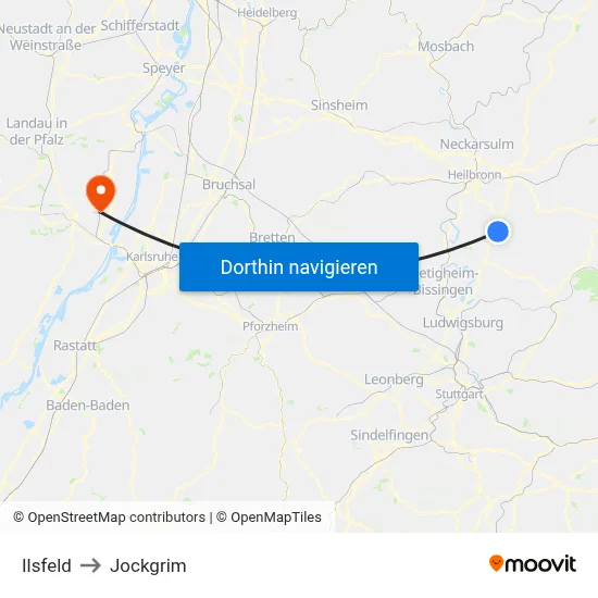 Ilsfeld to Jockgrim map