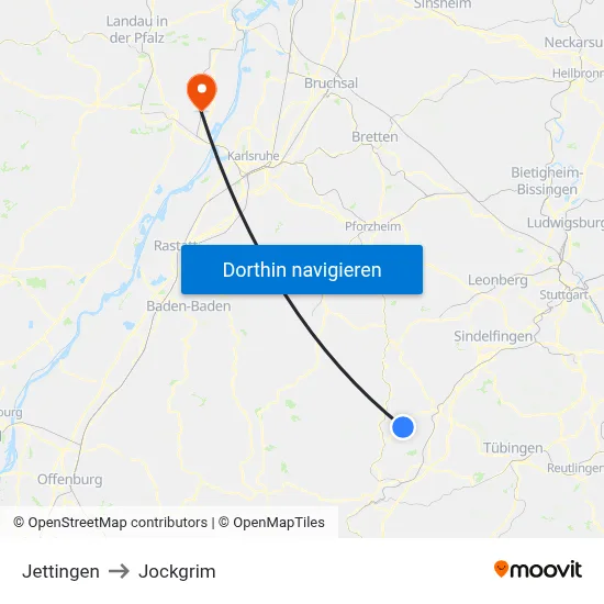 Jettingen to Jockgrim map