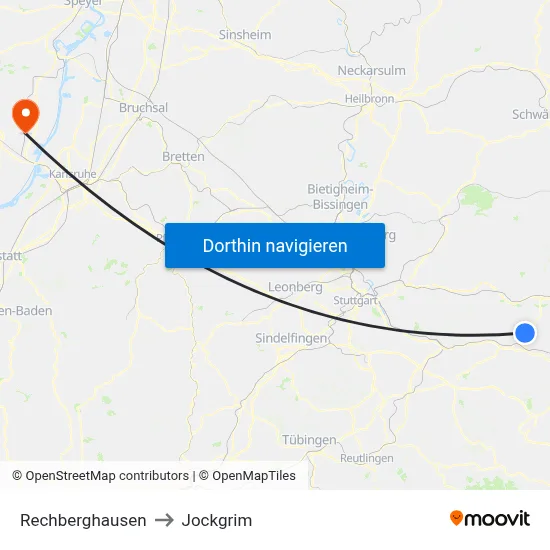 Rechberghausen to Jockgrim map