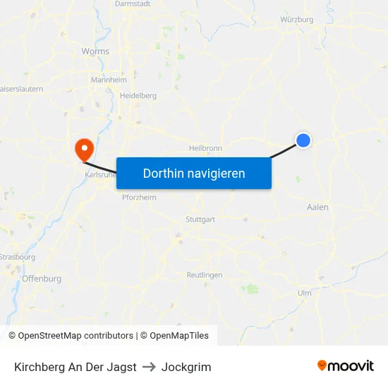 Kirchberg An Der Jagst to Jockgrim map