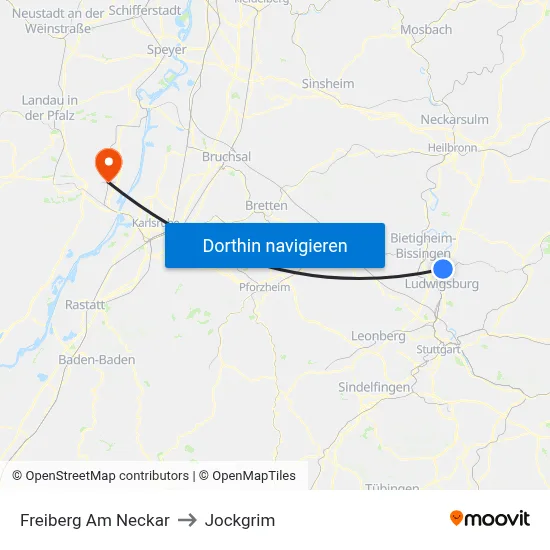 Freiberg Am Neckar to Jockgrim map
