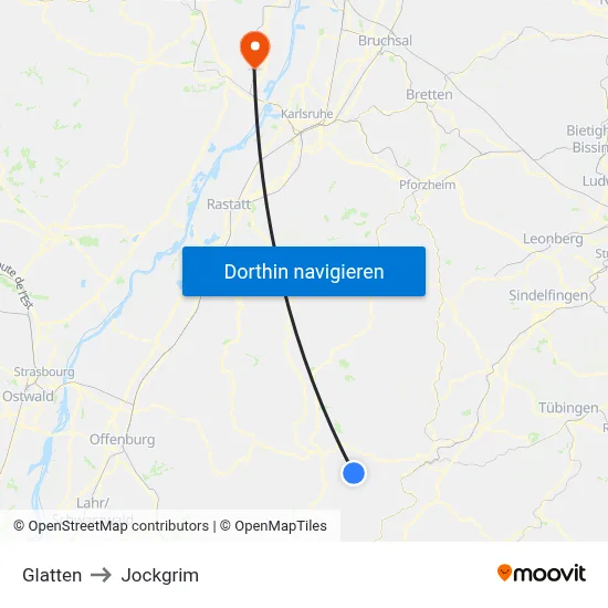 Glatten to Jockgrim map