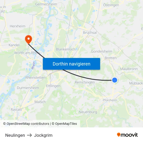 Neulingen to Jockgrim map