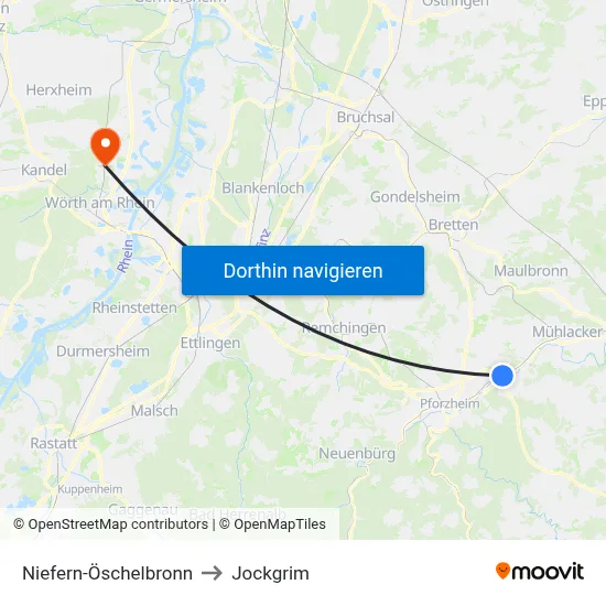 Niefern-Öschelbronn to Jockgrim map