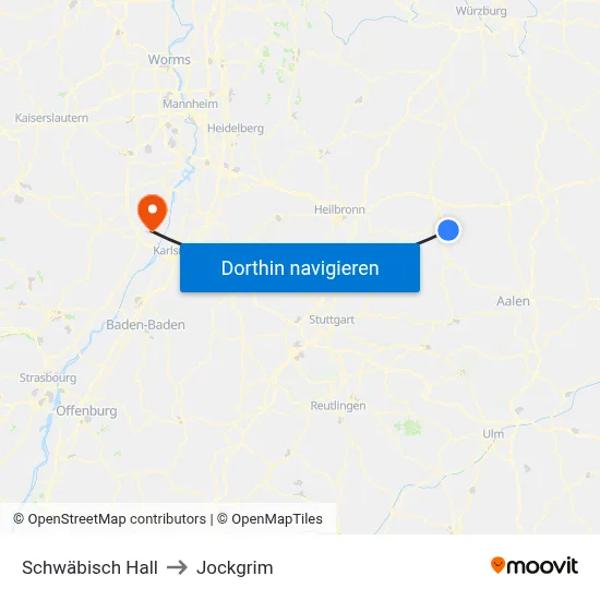 Schwäbisch Hall to Jockgrim map