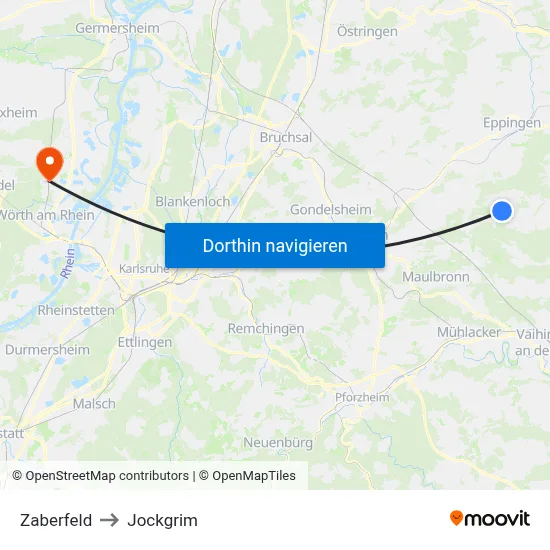 Zaberfeld to Jockgrim map