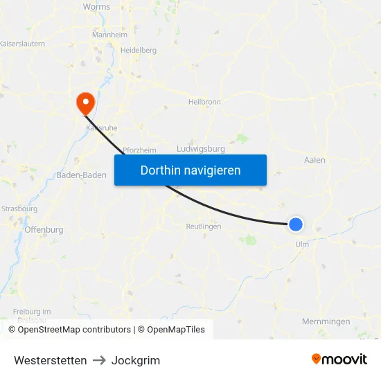 Westerstetten to Jockgrim map