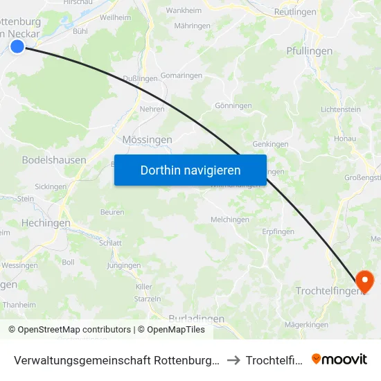 Verwaltungsgemeinschaft Rottenburg am Neckar to Trochtelfingen map