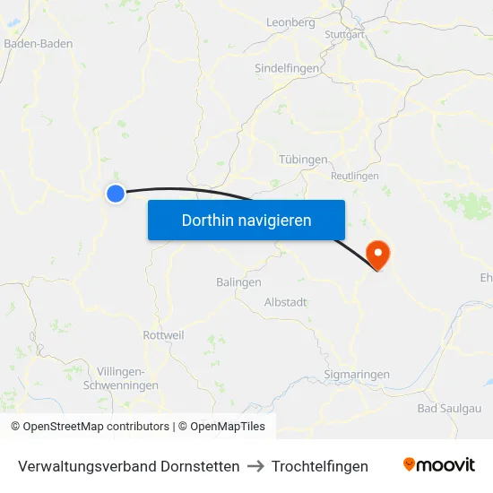 Verwaltungsverband Dornstetten to Trochtelfingen map