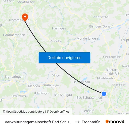 Verwaltungsgemeinschaft Bad Schussenried to Trochtelfingen map