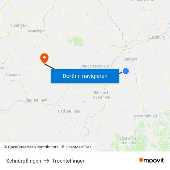 Schnürpflingen to Trochtelfingen map