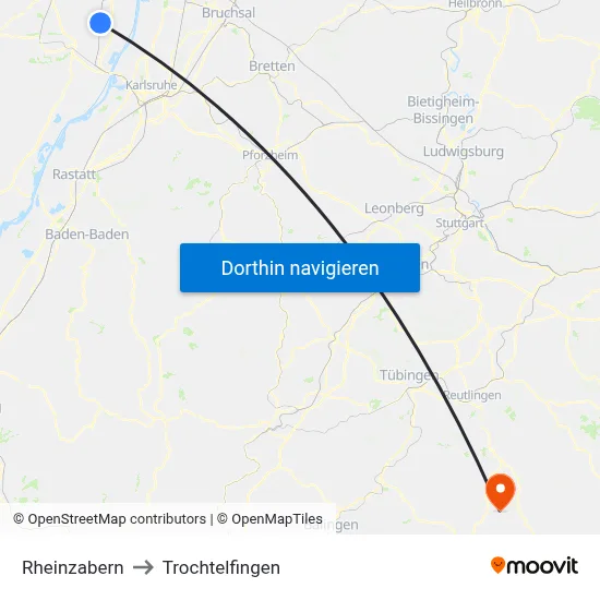 Rheinzabern to Trochtelfingen map