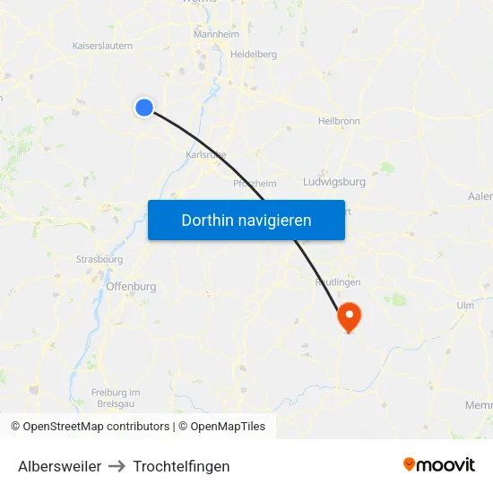 Albersweiler to Trochtelfingen map