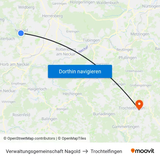 Verwaltungsgemeinschaft Nagold to Trochtelfingen map