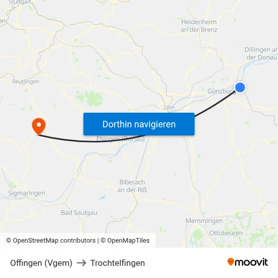 Offingen (Vgem) to Trochtelfingen map