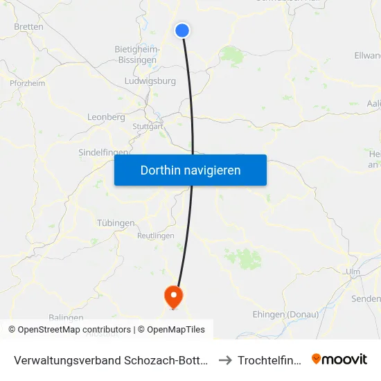 Verwaltungsverband Schozach-Bottwartal to Trochtelfingen map