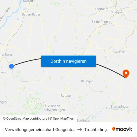 Verwaltungsgemeinschaft Gengenbach to Trochtelfingen map