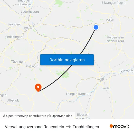 Verwaltungsverband Rosenstein to Trochtelfingen map