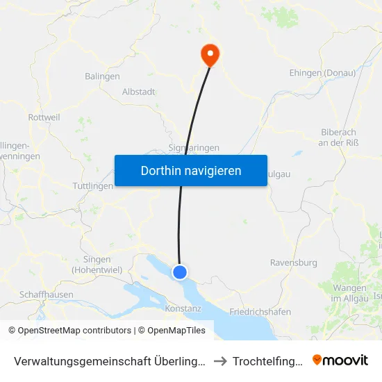 Verwaltungsgemeinschaft Überlingen to Trochtelfingen map