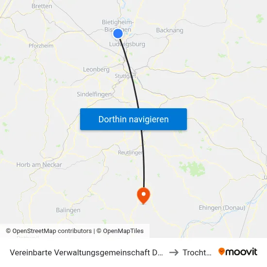 Vereinbarte Verwaltungsgemeinschaft Der Stadt Bietigheim-Bissingen to Trochtelfingen map