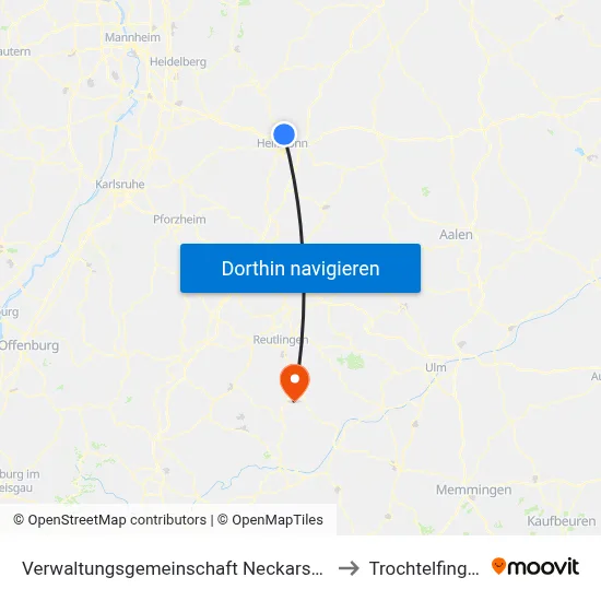 Verwaltungsgemeinschaft Neckarsulm to Trochtelfingen map