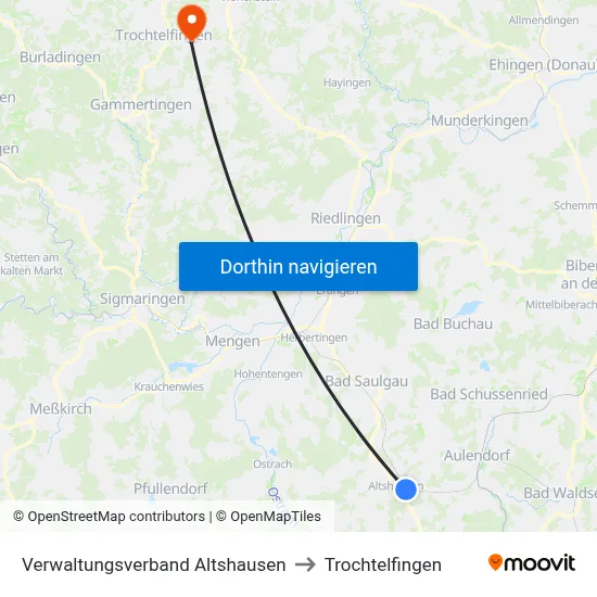 Verwaltungsverband Altshausen to Trochtelfingen map