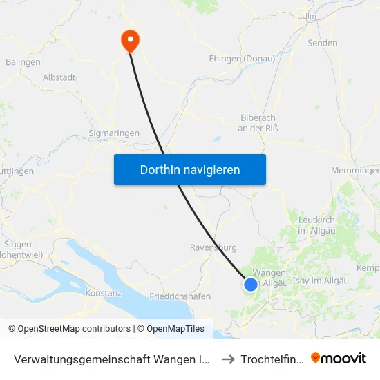 Verwaltungsgemeinschaft Wangen Im Allgäu to Trochtelfingen map