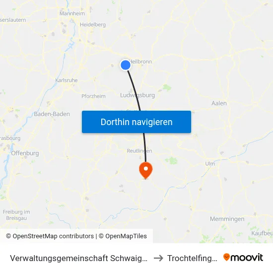 Verwaltungsgemeinschaft Schwaigern to Trochtelfingen map