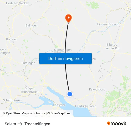 Salem to Trochtelfingen map